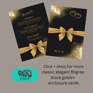 Tarjeta De Recepción boda dorado negro filigree clásico
