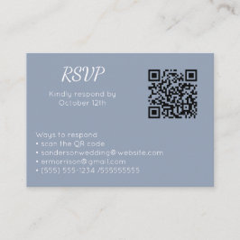 Tarjeta De Recepción Boda Dusty Blue RSVP Online QR Code Photo