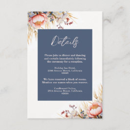 Tarjeta De Recepción Boda Dusty Blue & Rubor Pink Floral Watercolor