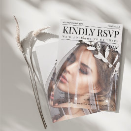 Tarjeta De Recepción Boda editorial de estilo de revista única RSVP