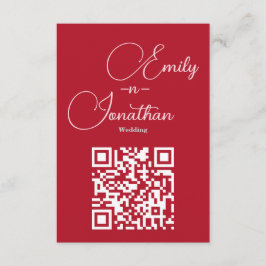 Tarjeta De Recepción Boda Editorial Moderno Chic Rojo Intenso