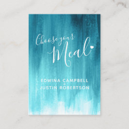 Tarjeta De Recepción Boda elección de comida aqua arte verde azulado ca
