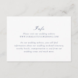 Tarjeta De Recepción Boda elegante azul de la Marina Limpia