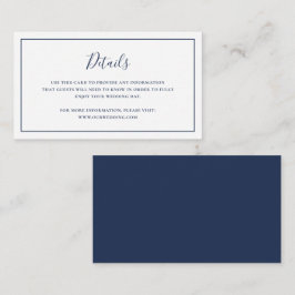 Tarjeta De Recepción Boda elegante azul de la Marina Tradicional
