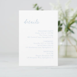Tarjeta De Recepción Boda elegante azul en polvo de guión negrita