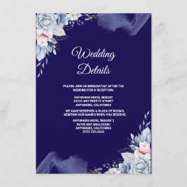 Tarjeta De Recepción Boda elegante azul marino
