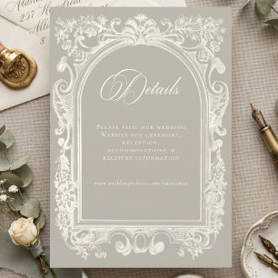 Tarjeta De Recepción Boda Elegante Barroco Vintage Marfil Beige Neutro