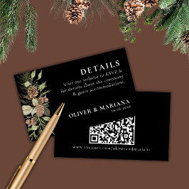 Tarjeta De Recepción Boda elegante blanca y negra de invierno moderna