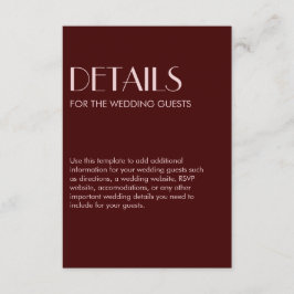 Tarjeta De Recepción Boda elegante chic granate y rosa pálido 