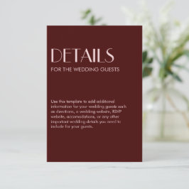 Tarjeta De Recepción Boda elegante chic granate y rosa pálido