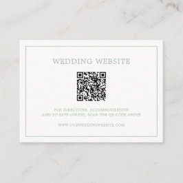 Tarjeta De Recepción Boda elegante con código QR de monograma verde sim