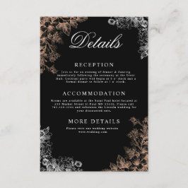 Tarjeta De Recepción Boda elegante con flores oscuras