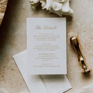Tarjeta De Recepción Boda elegante con monograma de oro