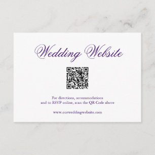 Tarjeta De Recepción Boda elegante de código QR formal púrpura tradicio