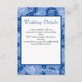 Tarjeta De Recepción Boda elegante de color azul turbio con motivos flo