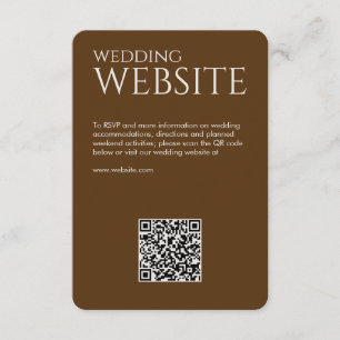 Tarjeta De Recepción Boda elegante de estilo moderno de Walnut Brown