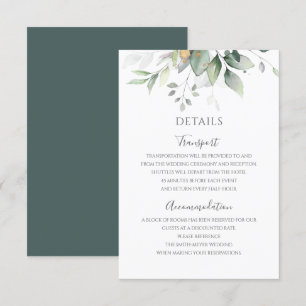 Tarjeta De Recepción Boda elegante de eucalipto dorado y vegetación