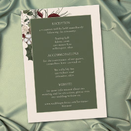 Tarjeta De Recepción Boda elegante de invierno con bayas y pino marfil