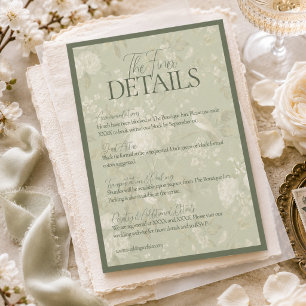 Tarjeta De Recepción Boda elegante de jardín floral verde pistacho