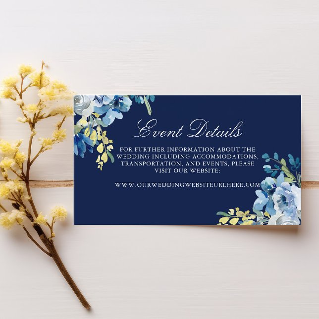 Tarjeta De Recepción Boda elegante de la noche con flores azules de la  (Subido por el creador)