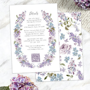 Tarjeta De Recepción Boda elegante de lila