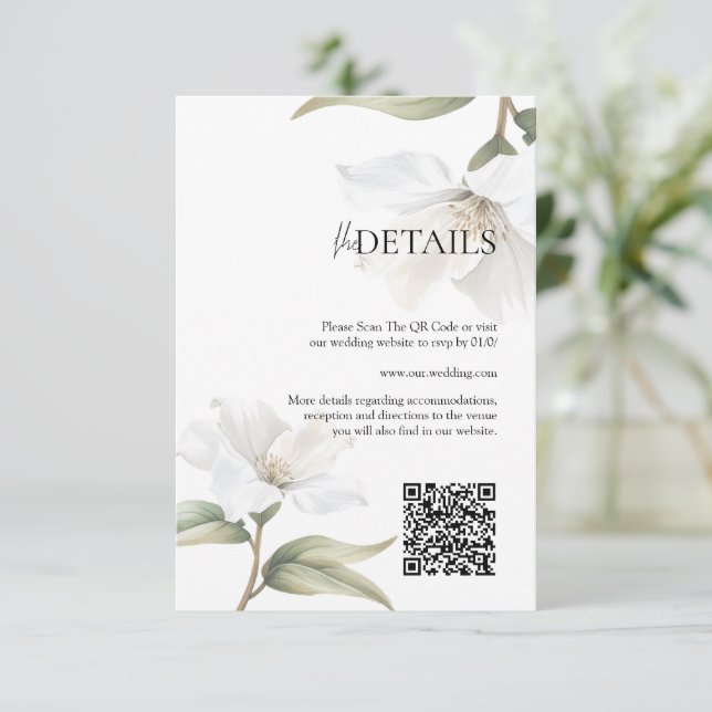 Tarjeta De Recepción Boda elegante de magnolia oriental (Anverso de pie)