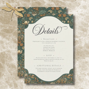 Tarjeta De Recepción Boda elegante de naturaleza vintage William Morris