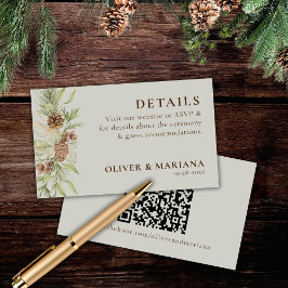 Tarjeta De Recepción Boda Elegante De Pine Beige De Invierno Moderno