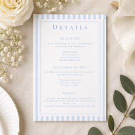 Tarjeta De Recepción Boda elegante de raya azul clásica