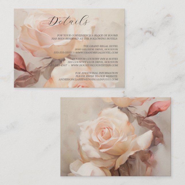Tarjeta De Recepción Boda elegante de Rosas de verano (Anverso / Reverso)