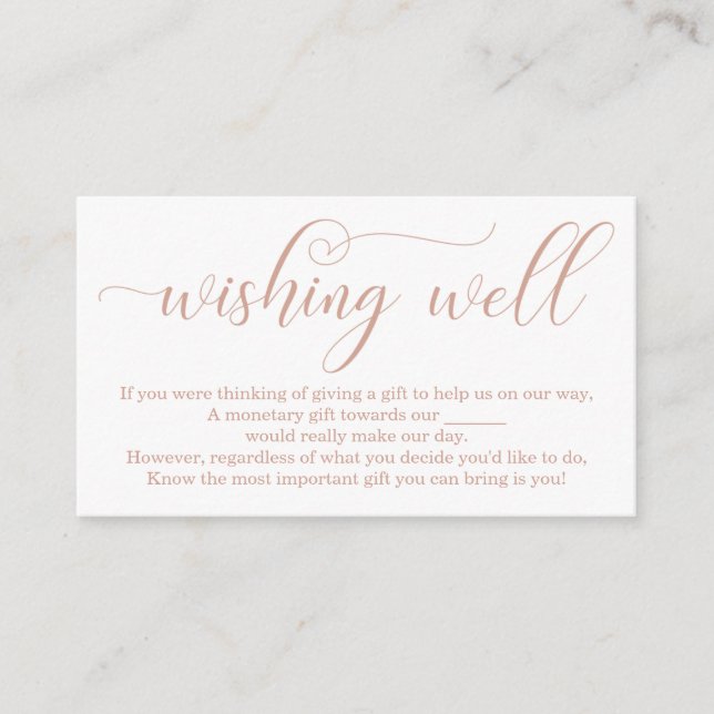 Tarjeta De Recepción Boda elegante de Rose Gold Wishing Well (Anverso)