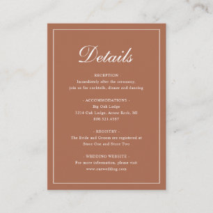 Tarjeta De Recepción Boda elegante de Terracota Tradicional formal