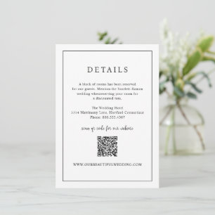 Tarjeta De Recepción Boda elegante del código QR blanco y negro eterno