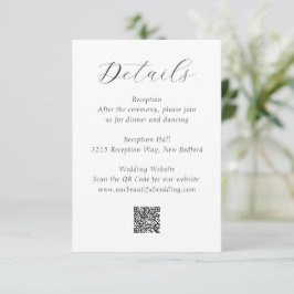 Tarjeta De Recepción Boda elegante del código QR blanco y negro eterno