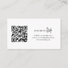 Tarjeta De Recepción Boda elegante del código QR blanco y negro eterno