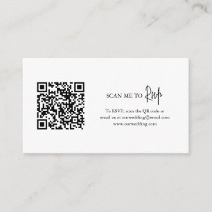 Tarjeta De Recepción Boda elegante del código QR blanco y negro eterno