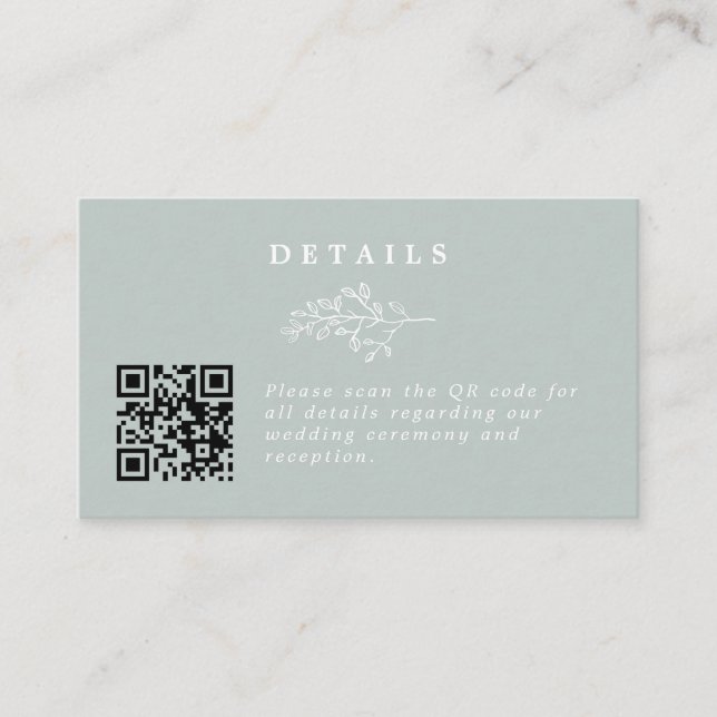 Tarjeta De Recepción Boda elegante del código QR de la hoja de arte de  (Anverso)