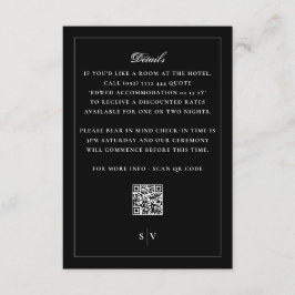 Tarjeta De Recepción Boda elegante del CÓDIGO QR del Monograma Negro de