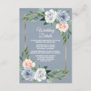 Tarjeta De Recepción Boda elegante dusty blue oro rosa melocotón rubor