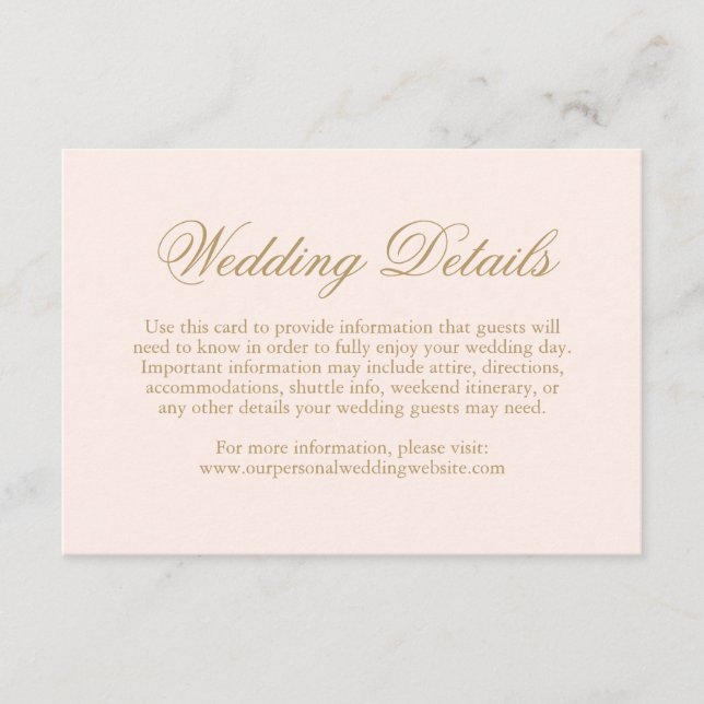 Tarjeta De Recepción Boda elegante formal rosada tradicional de Rubor (Anverso)