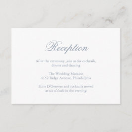 Tarjeta De Recepción Boda elegante formal tradicional azul turbio