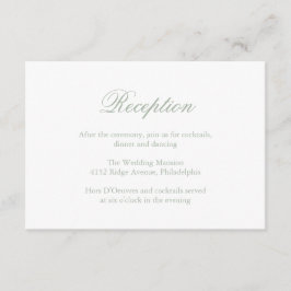 Tarjeta De Recepción Boda elegante formal tradicional de color verde sa