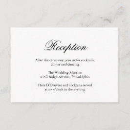 Tarjeta De Recepción Boda elegante formal tradicional en blanco y negro