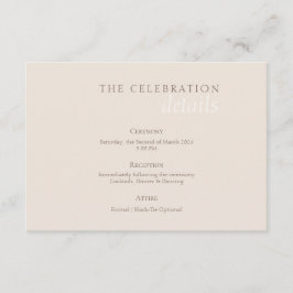 Tarjeta De Recepción Boda Elegante Minimalista Arena Beige Cálido