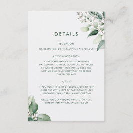 Tarjeta De Recepción Boda elegante minimalista con vegetación de eucali