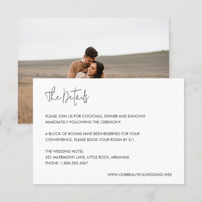 Tarjeta De Recepción Boda elegante moderna (Anverso / Reverso)