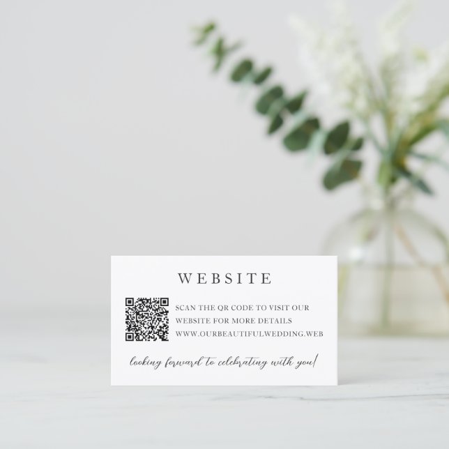 Tarjeta De Recepción Boda elegante moderna neutral con código QR (Anverso de pie)