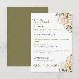 Tarjeta De Recepción Boda elegante perla blanca y rosa marfil
