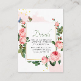 Tarjeta De Recepción Boda elegante rosa rosa rosa floral ruidosa