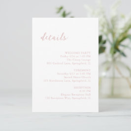 Tarjeta De Recepción Boda elegante rosada de guión negrita